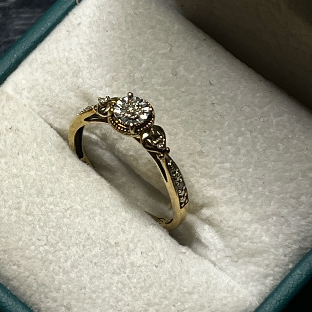 Solid Elegant Gold Ring With Silver Accents - image 8